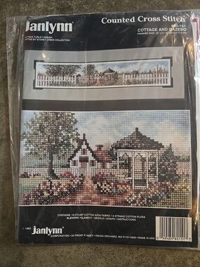 Janlynn Cross Stitch Kit Cottage and Gazebo 80-151 Panoramic New
